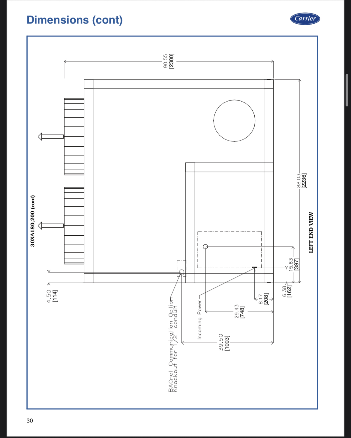 200 Ton Carrier air cooled Aqua Snap screw chiller - Item 23111 - Image 11