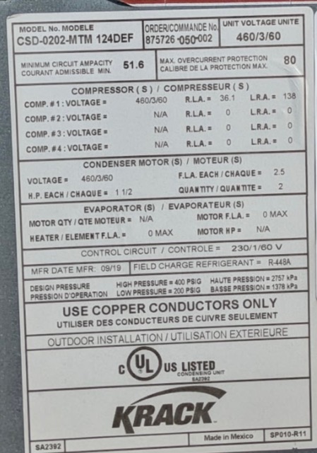Krack 20 Horsepower medium temp condensing units for refrigeration: Item#: CU34321 - Image 3