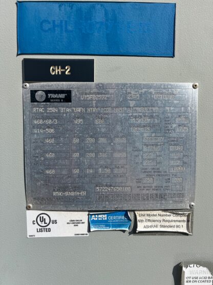 (2) 250 TON Trane Air Cooled Chiller: Model RTAC 250: Item#: CT78411 - Image 6