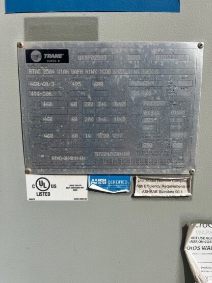 (2) 250 TON Trane Air Cooled Chiller: Model RTAC 250: Item#: CT78411 - Image 7