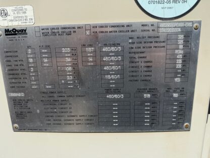 McQuay 290 Ton Air Cooled Chiller Model: AWS 290: Running on R134A: Item # CH33212 - Image 17