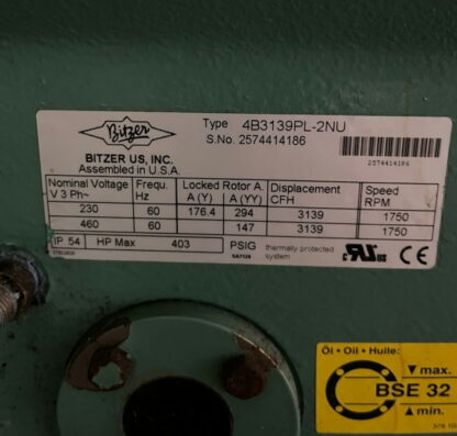 Bitzer reciprocating semi hermetic compressor:  Item#:  C77651 - Image 3
