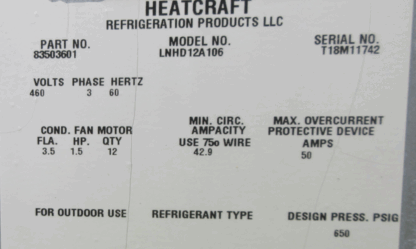 Heatcraft 12 fan art cooled freon condenser built 2018:  Item # CT94334 - Image 2