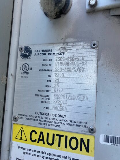 85 Ton BAC Water cooled Evap Condenser: Item# E84275 - Image 3