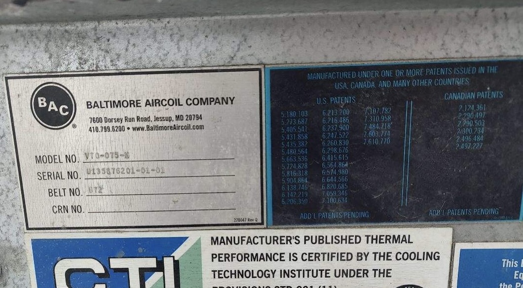 BAC 75 TON Cooling Tower: Item #: CT66541 - Image 3