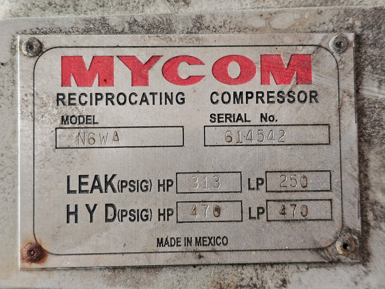 Mycom Reciprocating Compressor: Model N6WA Ammonia: Item#: C42494 - Image 3